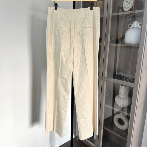 Veronica Beard Jude Natural Gold Straight Leg Pants 10 NEW Metallic Pinstripe - Picture 5 of 7
